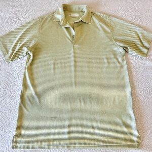 Donald Ross Polo Golf Shirt Yellow Gray Striped M